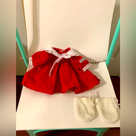 Vintage Cabbage Patch Kids Red Dress and Mitts - Picture 1 of 9
